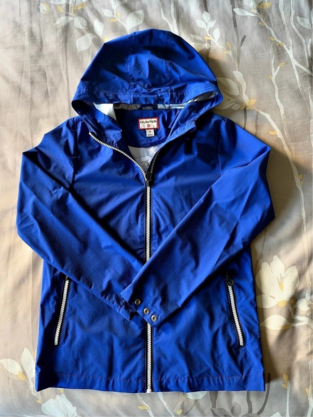 Hunter for Target Boys M 8/10 Blue Hooded Rain Jacket Windbreaker